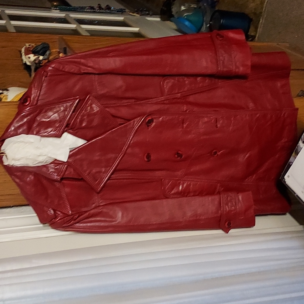 Red leather jacket. Size 14. Worn twice. Like brand new